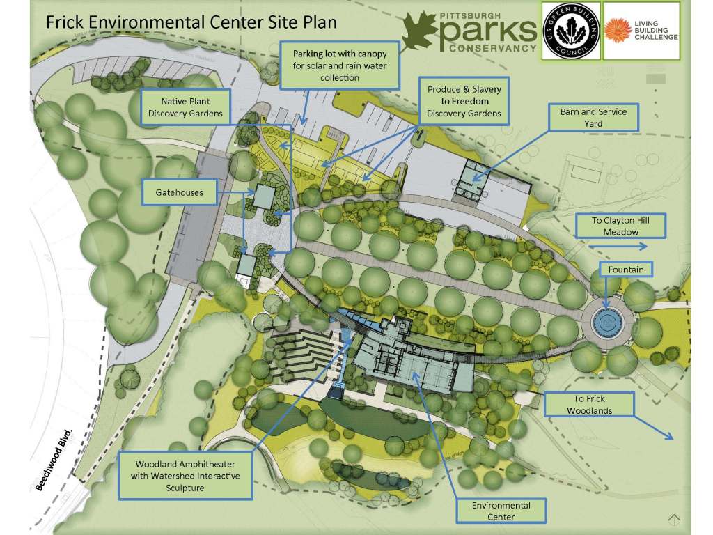 Frick Environmental Center labeled site plan 2015